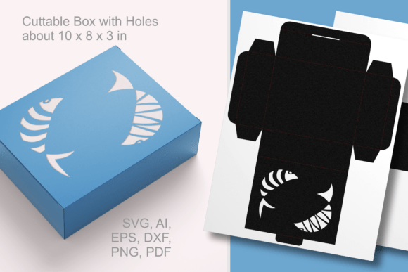 2 of Fish Cutout 1 Rectangular Favor Box for Laser Cutting and Boxes