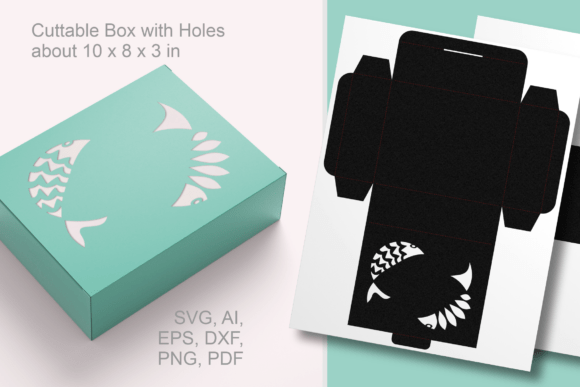 2 of Fish Cutout 2 Rectangular Favor Box for Laser Cutting