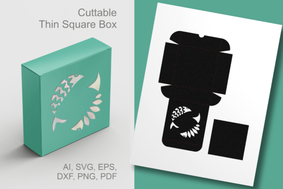 2 of Fish Cutout 2 Thin Square Favor Box for Laser Cutting and Boxes