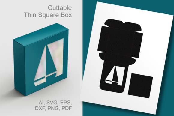 Abstract Sailboat Cutout Square Gift Box for Laser Cutting and Boxes