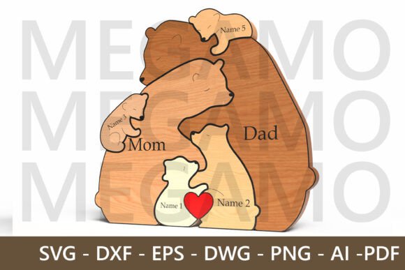 Bear Family Hug Laser Cut Sign SVG for Father S Day