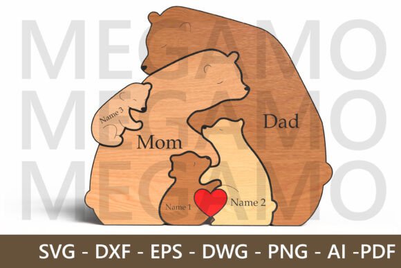 Bear Family Puzzle – Father S Day Laser Cutting