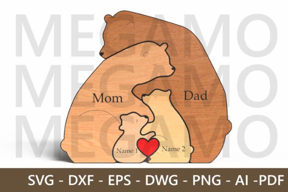 Bear Family Puzzle – Laser Cutting for Father S Day Branding