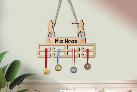 Boxing Sport Man Medal Hanger SVG Gift for Signs
