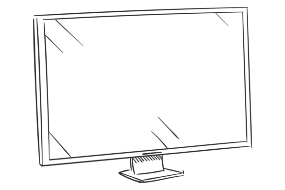 Display Sketch. Computer Monitor. Screen Graphics & Illustrations