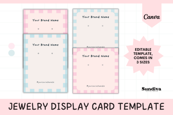 Editable Jewelry Card Display Card 8 Graphics and Print Templates