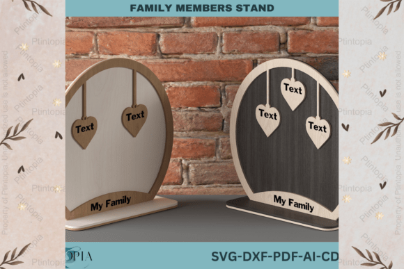 Family Members Stand Wooden Hanging 285 for Laser Cutting and Other Home Decor
