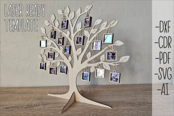 Family Tree Laser Cut File, Photo Frame