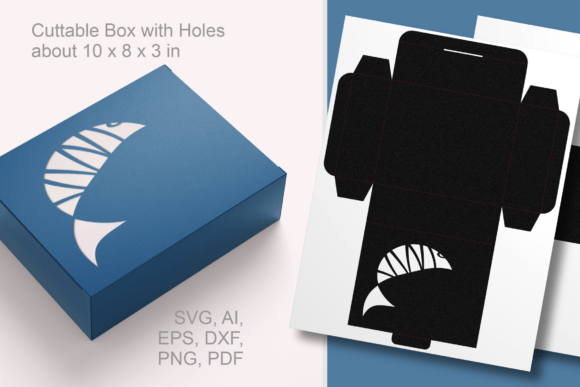 Fish Cutout 2 Rectangular Box Template for Laser Cutting and Boxes