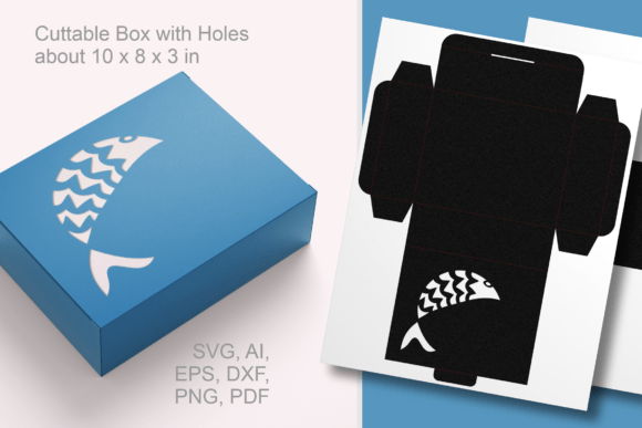 Fish Cutout 3 Rectangular Box Template for Laser Cutting