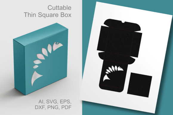 Fish Cutout 4 Thin Square Box Template for Laser Cutting