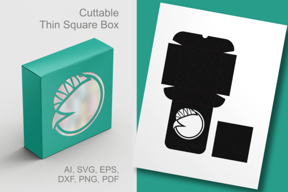 Fish Round Cutout 2 Thin Square Gift Box Laser Cutting Boxes