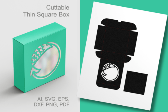 Fish Round Cutout 3 Thin Square Gift Box for Laser Cutting