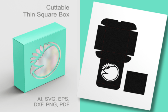 Fish Round Cutout 4 Thin Square Gift Box for Laser Cutting Boxes