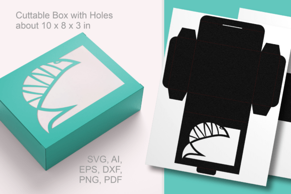 Fish Wide Cutout 2 Rectangular Favor Box for Laser Cutting