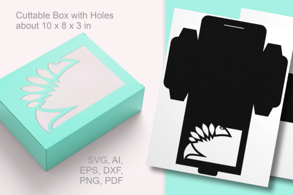 Fish Wide Cutout 4 Rectangular Favor Box for Laser Cutting