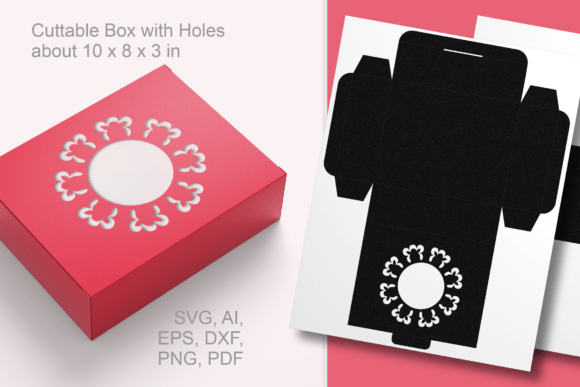 Floral Loop Frame Rectangular Favor Box for Laser Cutting Boxes