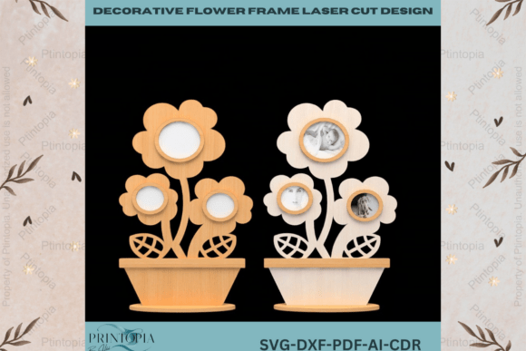 Flower Photo Frame Laser212 for Home Decor & Laser Cutting