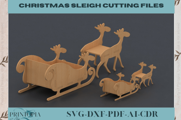 Holiday Sleigh Cut Design 085 for Laser Cutting and Winter Amp Projects