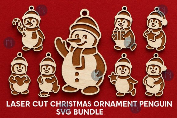 Laser Cut Christmas Ornament Penguin SVG for Winter Amp