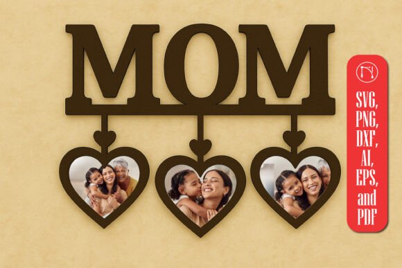 Laser Cut MOM Hanging Heart Photo Frame for Mother S Day