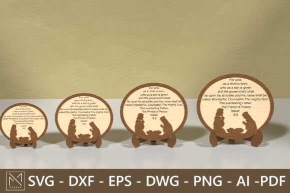 Laser Cut Nativity Plaque with Isaiah 9 6 for Ornaments