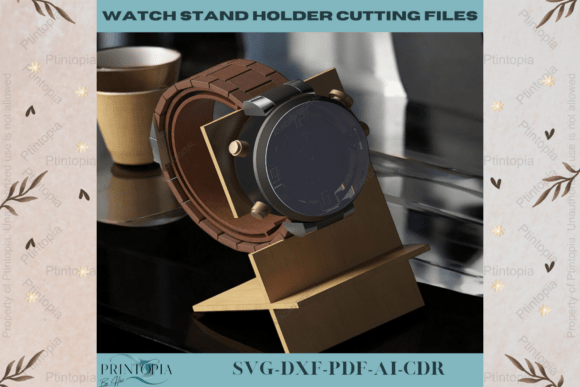 Laser Cut Watch Stand 084: A Modern Design Asset for Laser Cutting and Other Home Decor