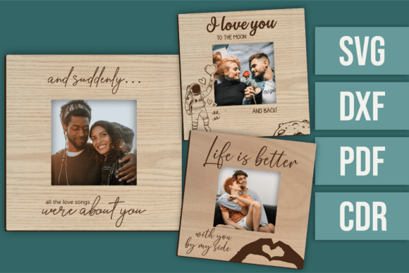 Laser File - Set of 3 Love Frames: Laser Cutting and Wall Decor