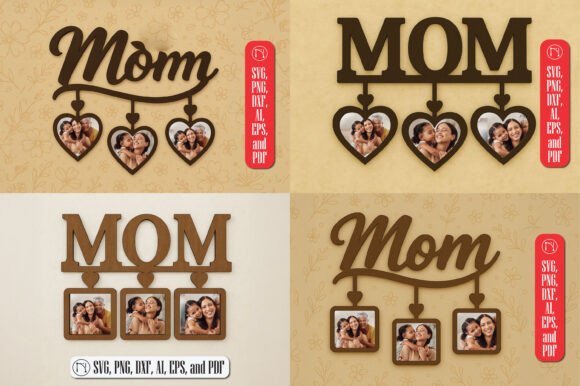 MOM Hanging Heart Photo Frame Bundle: Laser Cutting for Mother S Day