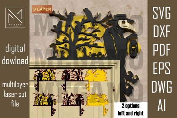 Plague Doctor Halloween SVG for Laser Cutting and Autumn Amp