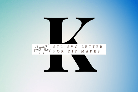 Playfair Display Letter K SVG and STL