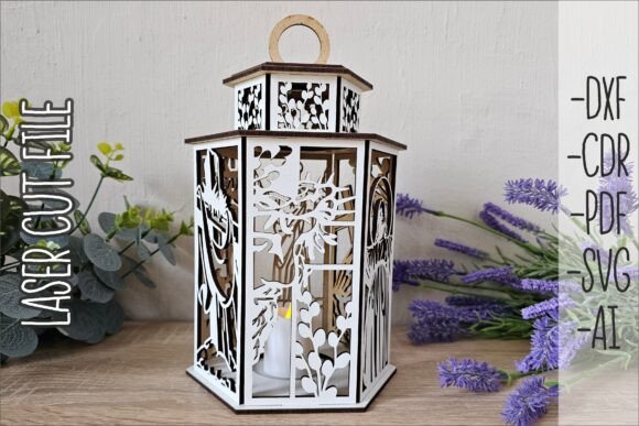 Religious Easter Lantern SVG Jesus for Laser Cutting and Spring Amp