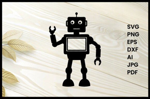 Robot with Touchscreen Display Vector Graphics for Crafts
