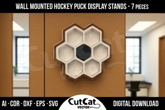 Stand for 7 Hockey Pucks: Laser Cutting & Wall Decor