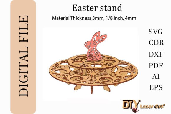 Two-Level Easter Egg Stand with Bunny – Laser Cutting & Spring Amp
