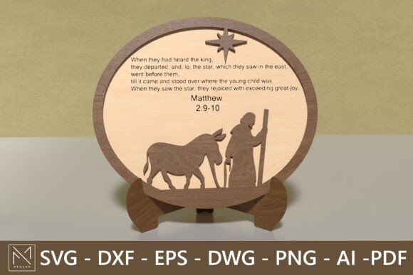 Wood Engraving of Jesus with Bible Verse for Laser Cutting Ornaments